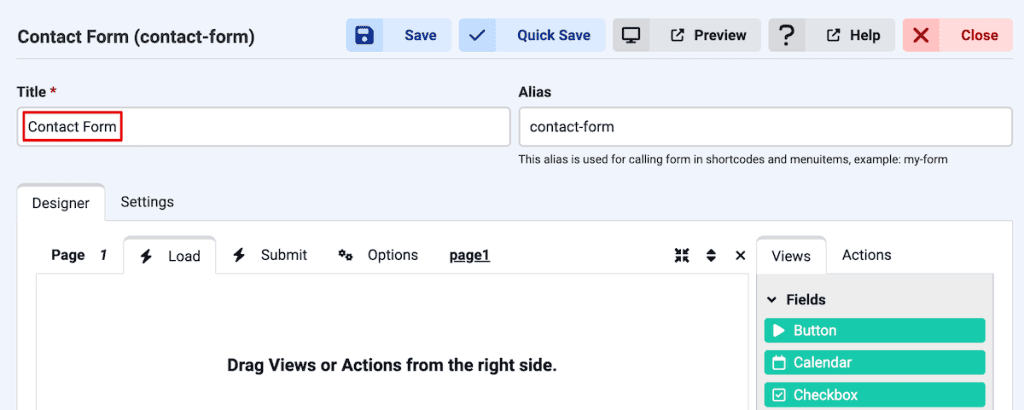 Joomla Contact Form Name New Contact Form