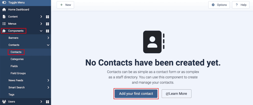 Joomla Contact Form New Contact