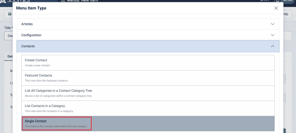 Joomla Contact Form Select Contact Type