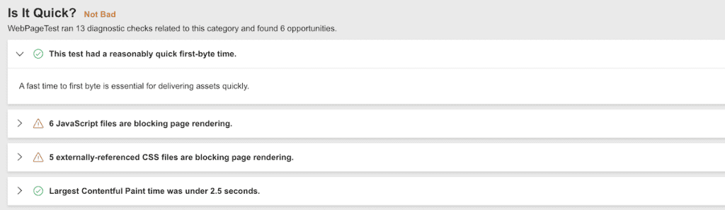 Webpagetest Issues Detailed Breakdown