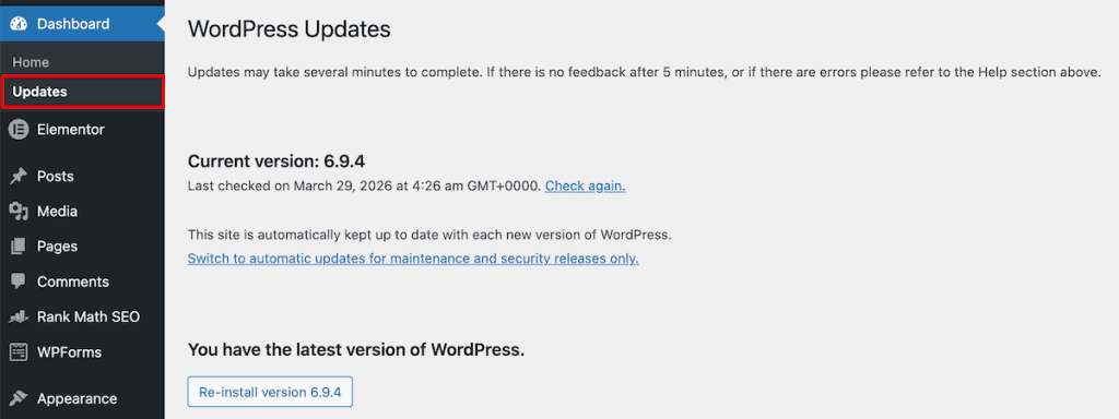 Wordpress Updating Failed WordPress Updates