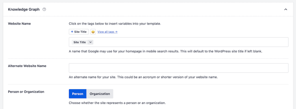 Schema Markup WordPress Aioseo Knowledge Graph