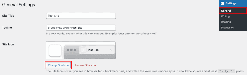 Wordpress Favicon Add General Settings
