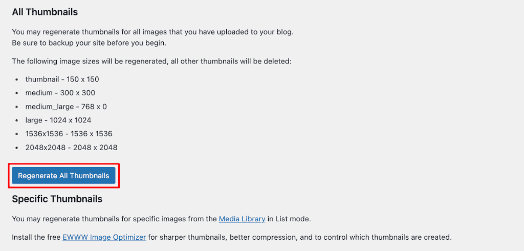 Wordpress Media Library Not Showing Images Force Regenerate Thumbnails