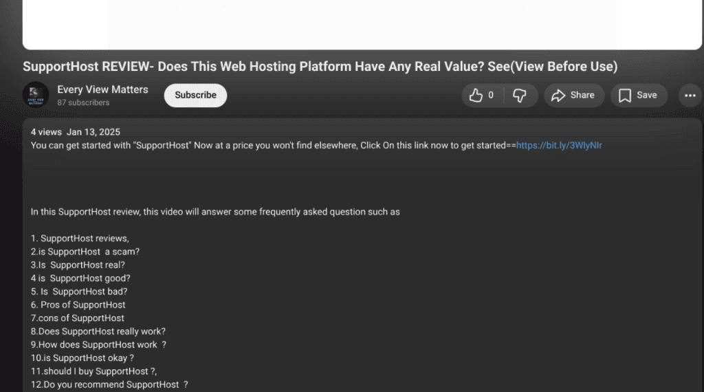 Youtube Hosting Review Description