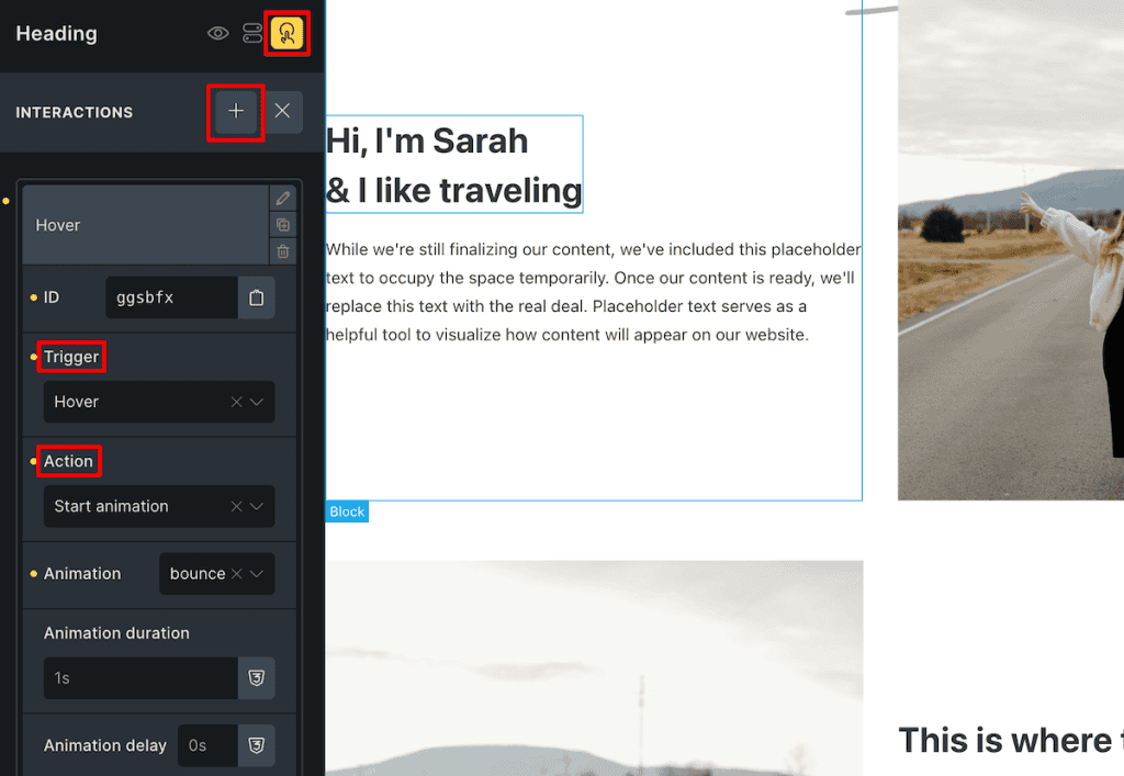 Bricks Builder Add Interactions