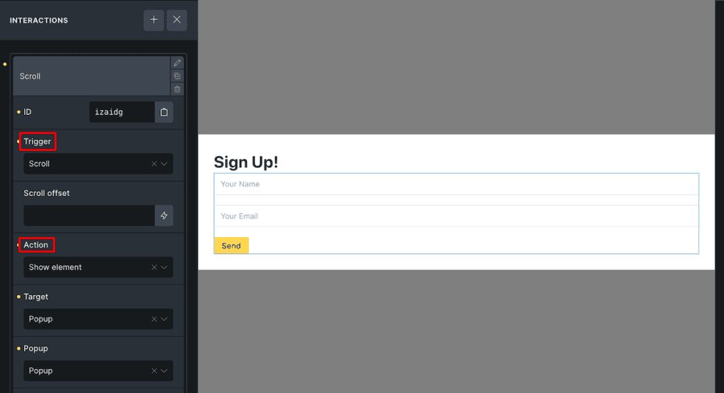 Bricks Builder Add Popup Interaction
