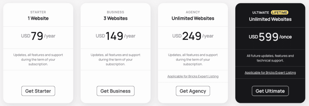 Bricks Builder Pricing