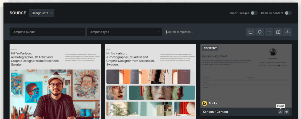 Bricks Builder Select Template Library