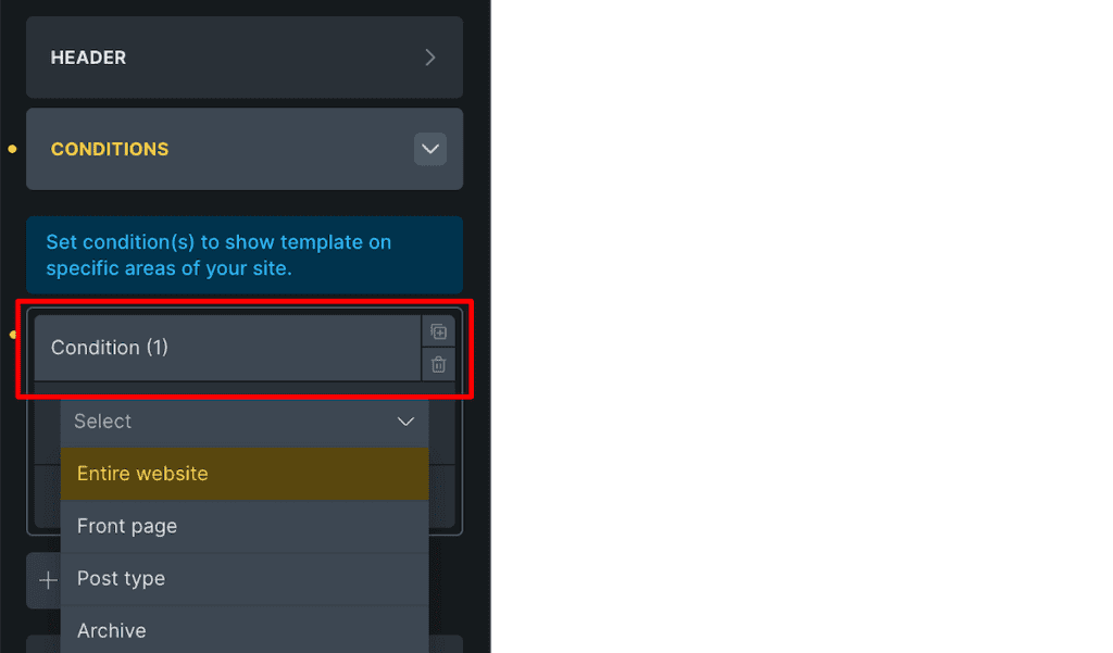 Bricks Builder Template Conditions