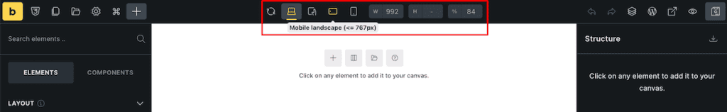 Bricks Builder Toolbar