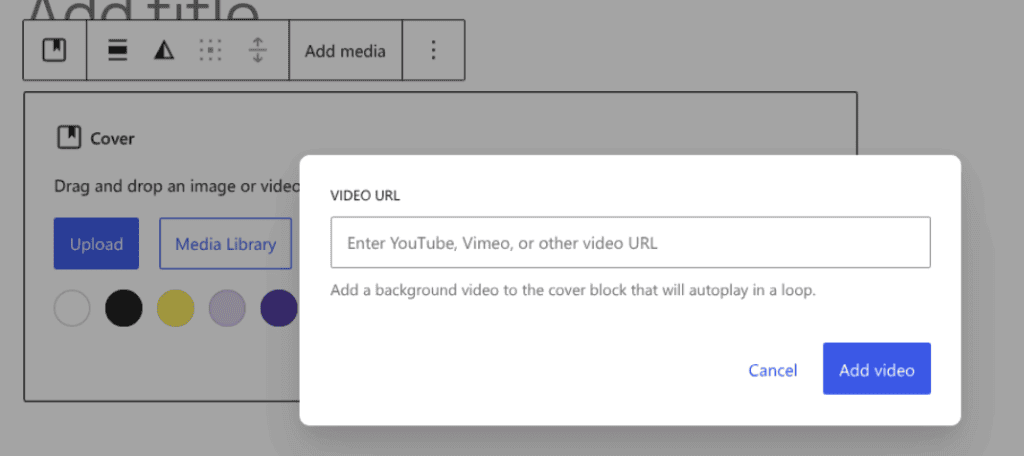 Cover Block Video Url WordPress 7