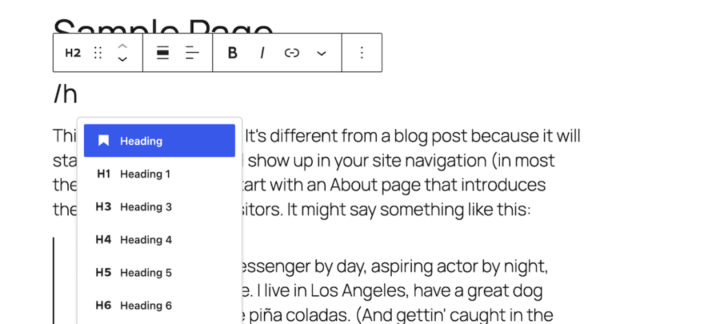 Wordpress 7.0 Headings Block