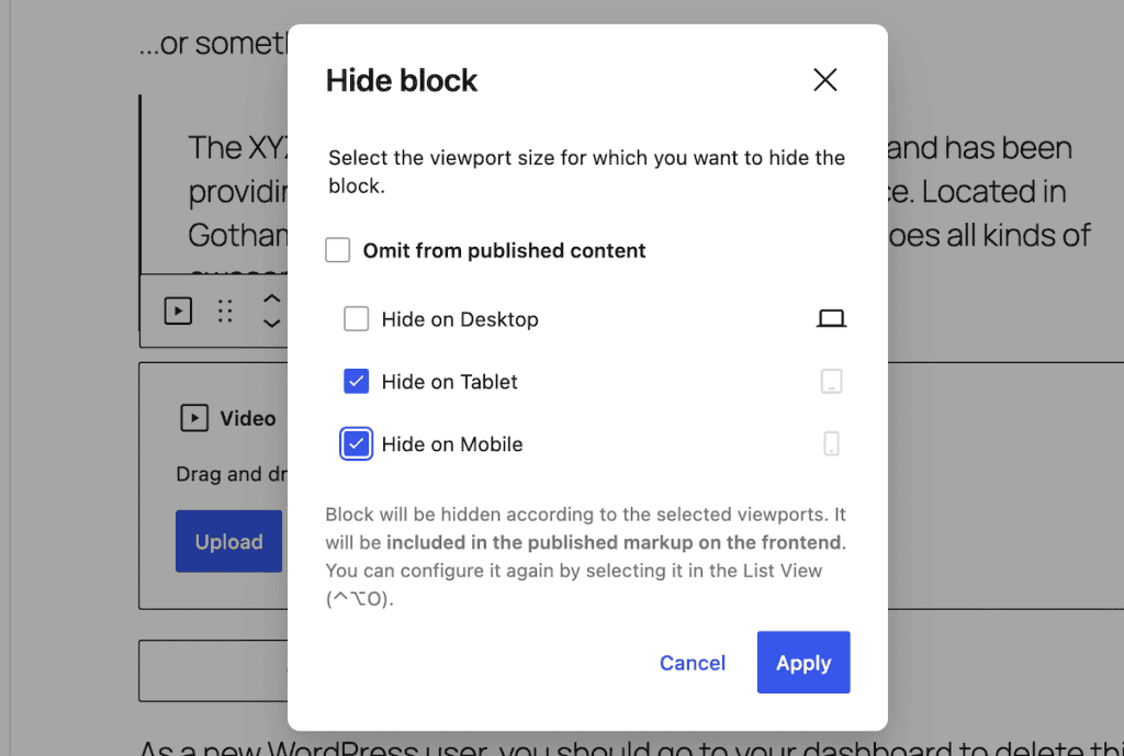 Wordpress 7.0 Hide Block