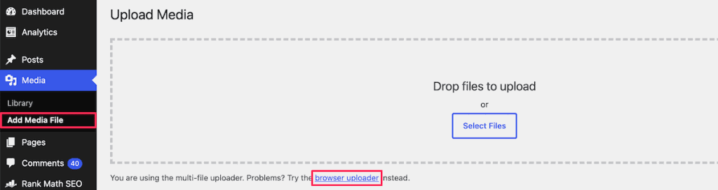 Wordpress Image Upload Issues Browser Uploader