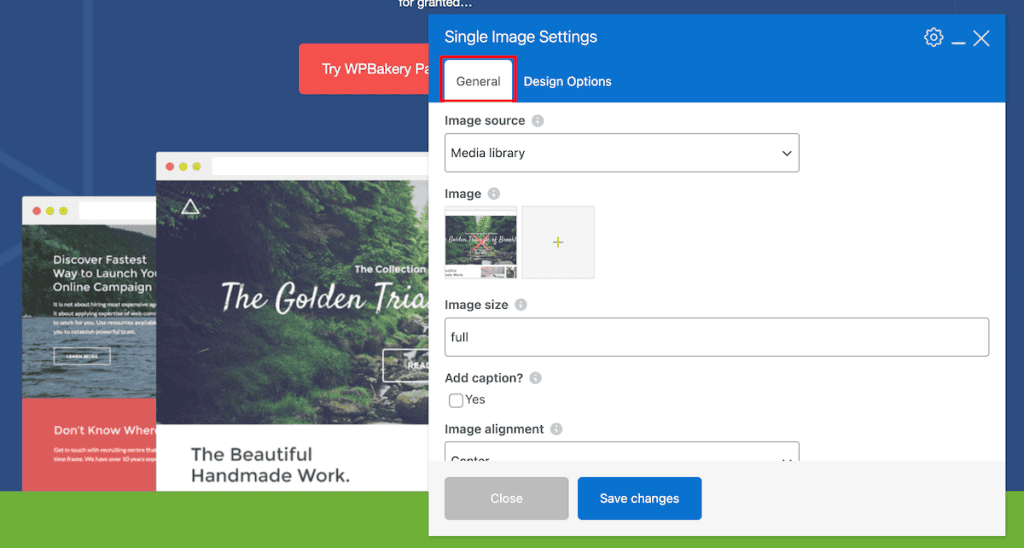 Wpbakery Customize Element General Tab