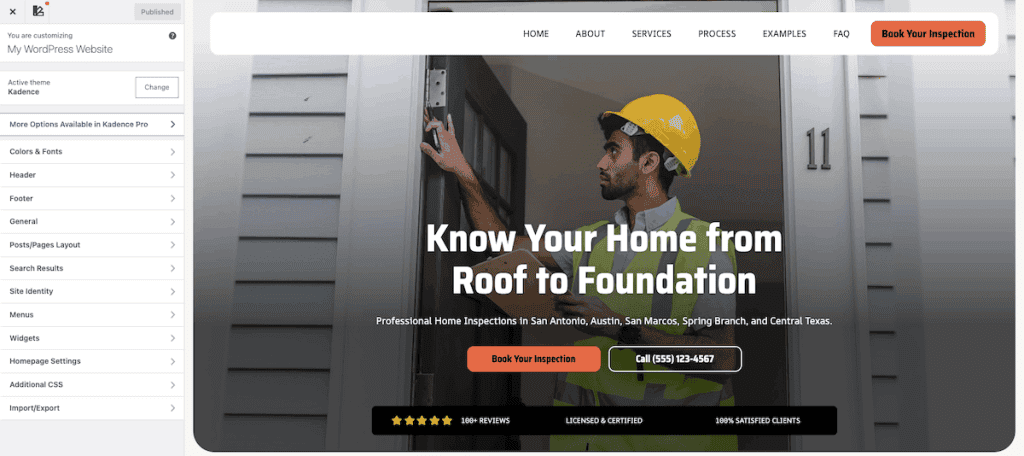 Kadence Theme WordPress Customizer
