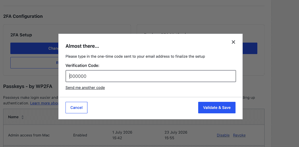 Verification Code To Finalize 2fa Setup