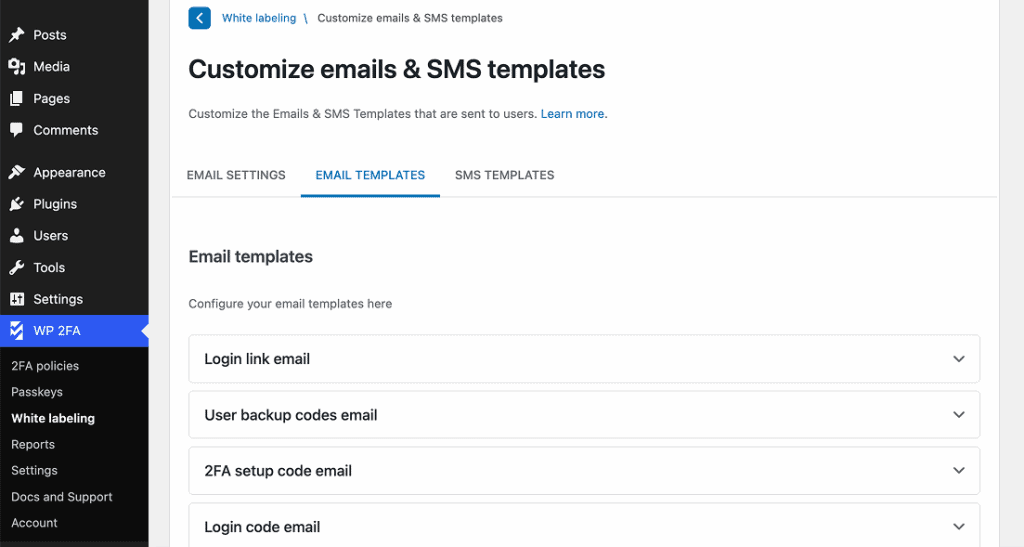 Wp 2fa Sms And Email Templates