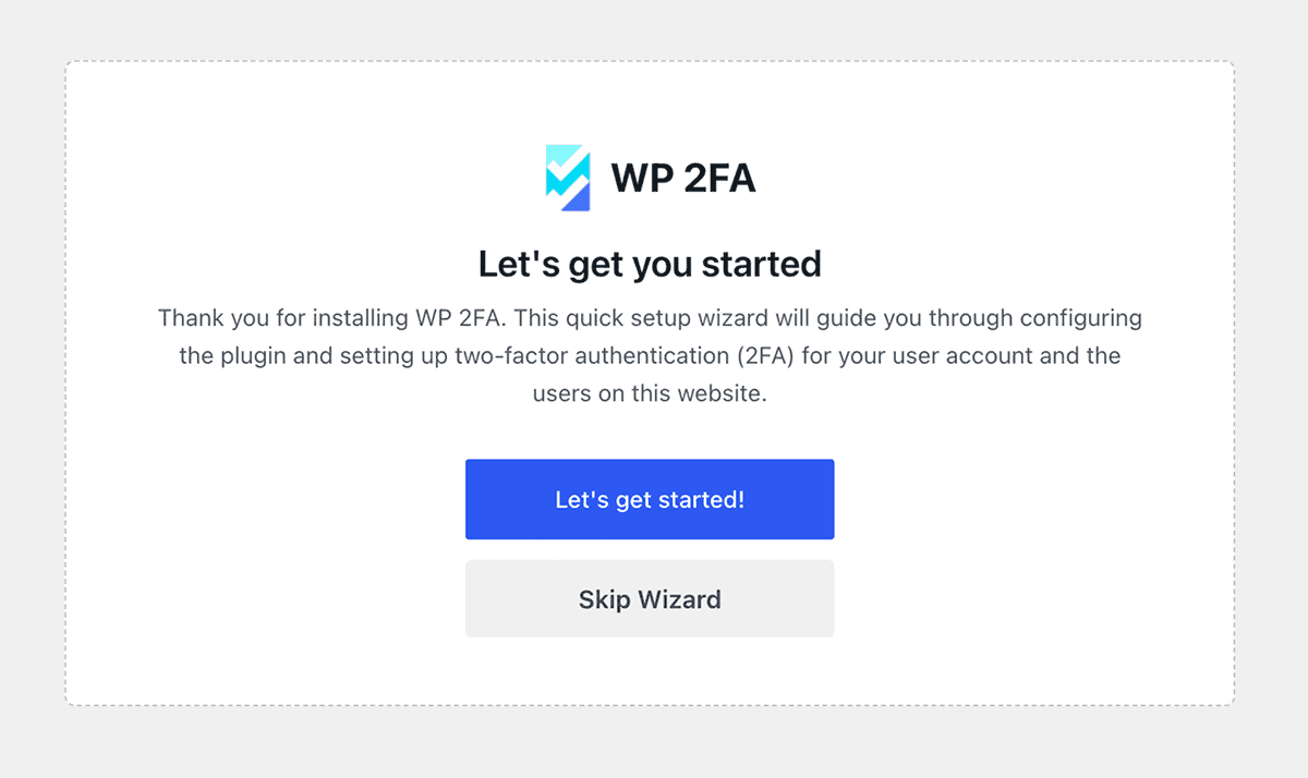 Wp 2fa Wizard Getting Started