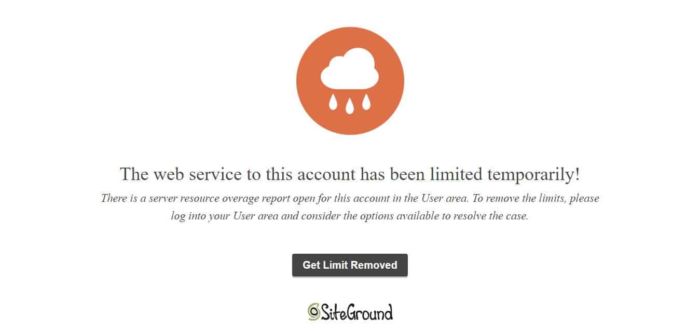Siteground Account Limiti Suspeso